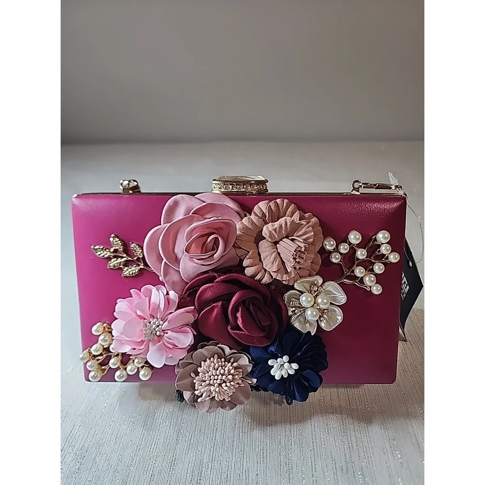 Dasein Rose Colored 3D Floral and Pearl Arrangement on Front 8